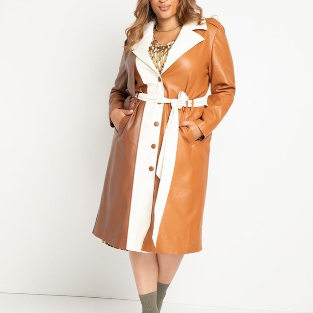 ELOQUII Faux Leather Trench Coat Size 14/16 NWT